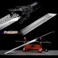 Handmade Black Wolf Sword Straight Carbon Steel Blade Chinese Tang Dao with Belt picture
