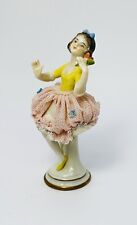 Volkstedt Vintage Porcelain Dresden Lace Ballerina Girl Figurine Flower Pink 4” picture