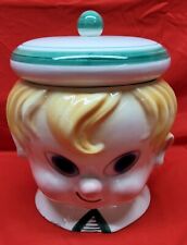 Rare Metlox Candy Boy Cookie Jar Ceramic 50's? Vintage Cover Hat  picture