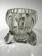 Vintage 1950s Jeanette Clear Crystal Three Toe Candle Holder Taper & Votive picture