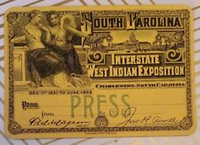 1902 South Carolina Interstate And West Indian Exposition Admission PRESS Ticket picture