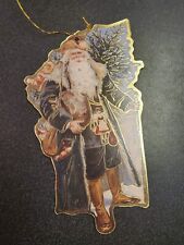 5 Vintage Victorian Gilded Edge Die-Cut Christmas Ornament Santa - Double Sided picture