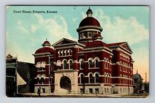 Emporia KS-Kansas, Court House, Antique, Vintage c1915 Souvenir Postcard picture
