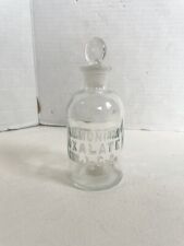 Vintage Apothecary Glass Bottle Ammonium Oxalate Glass Stopper Pharmacy 5.5” picture