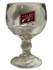 Schlitz Beer Vintage Clear Glass Footed Stemmed Heavy Goblet Pint Glass 16oz picture