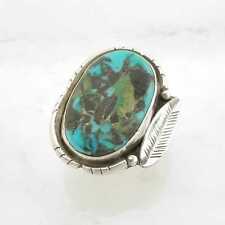 Vintage Hopi Sterling Silver Ring, Turquoise Feather Blue Size 9 picture