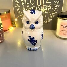 Vintage Delft Owl Pitcher Creamer JSNY Philippines Blue White Floral picture