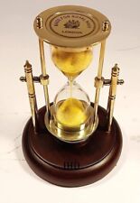 Sand Timer With Compass On Wooden Base Vintage Nautical Hanging Brass Hour Glass picture