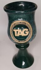 TAG Stoneware Drip Glazed Green Goblet Chalice 2001 Arkon Ohio  7 1/2