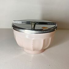 Rare Vintage GEMCO Glass Sugar Bowl Pink Diner Stainless Lid Hinged 1960s 1970s picture