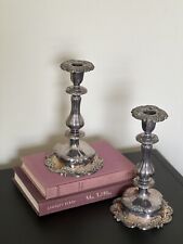 Set Of 2 Antique Silverplate Candlesticks, made by GM Co, England picture