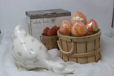 vintage ceramic Duck Deco, candles wax peaches in basket Country decor gift set picture