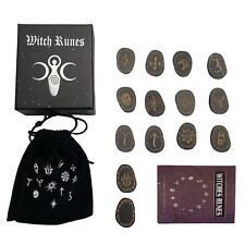Wooden Witches Runes Stone Set, Engraved Rune Symbol for Meditation Divination picture