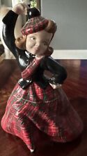 Vintage HOLLAND MOLD Scottish Girl Dancing Figurine Wearing A Plaid Skirt picture