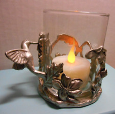 Vintage Pewter Hummingbird Votive Candle Holder, 1992 Seagull Canada Etain Zinn picture