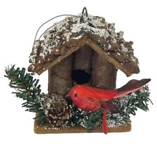 Cardinal Wood Bird House Christmas Ornament Winter Decoration picture