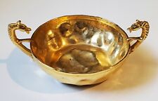 Vintage Horse Zebra Seahorse Brass Offering Bowl With Handles picture