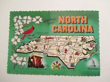 North Carolina greetings Map NC Continental sized Postcard picture