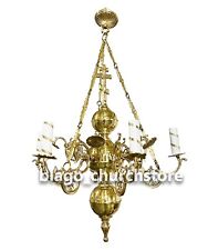 Brass Chandelier 1-tier for 6 Candles Church Luster 37.79