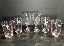 Set Of 6 Noritake Sweet Swirl Pink  2 Goblet & 4 Highball Tumber Drinking Glass picture
