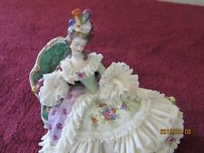 DRESDEN LADY LAYING ON CHAISE LACE PORCELIN FIGURE picture