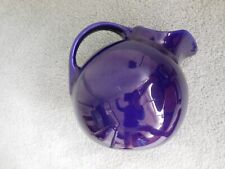Vintage Hall Pottery Cobalt Blue Tilted Round Pitcher with Ice Lip Made in USA picture