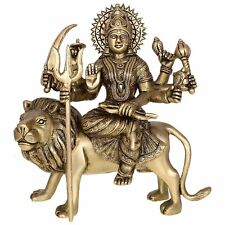 Brass Maa Durga Sitting On Lion Ambaji Sherawali Murti Navratra Statue Idol picture