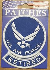 USAF 2pc Set US Air Force LOGO & Retired Rocker Embroidered Iron On Patch NEW picture