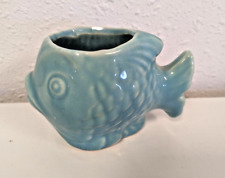 Vintage Shawnee Pottery USA Fish Planter Glossy Light Blue 3in mini vase retro picture