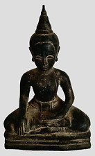 Buddha Khmer Bronze Meditation Phnom Da Style Early 20th Century Black Bronze picture