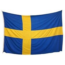 XL Vintage Cotton Swedish Flag Sewn Cloth Old Scandinavia Sweden Textile Art picture