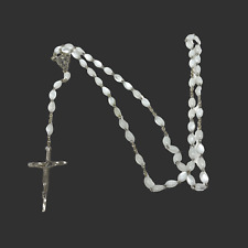 Vintage Rosary White Beads Metal Italy 30