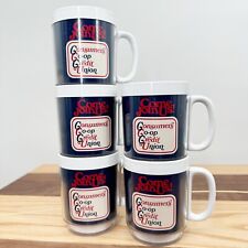 Set Of 5 Vintage Thermo Serv Advertising Mugs Stackable Plastic 10oz Bank Promo picture