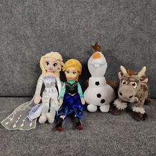 Disney Store Frozen Anna Elsa Olaf Sven Dolls Plush Lot Of 4 Stuffed Animal Toys picture