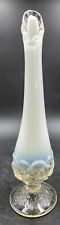 Fenton White Opalescent Silver Crest Glass Water Lily Swung Bud Vase 10