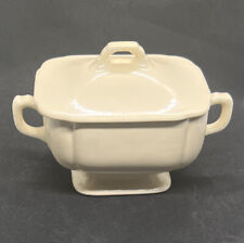 Vintage Homer Laughlin Riviera Ivory Sugar Bowl Has Lid Handles And Footed picture
