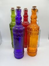 Set Of 5 Greenbrier Decanter Glass Bottles w/cork 12” x 3” picture