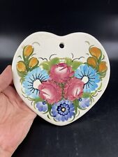 vintage Polish Pottery Ceramics Kolo Fajans JANPOL Painted Heart Wall Plaque picture