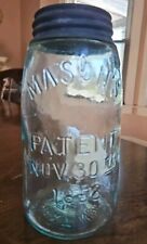Mason's Jar Early Aqua Blue Patent Nov 30th 1858 & 457 On Bottom picture