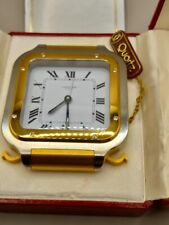 *** Cartier Santos Mint Clock Gold /Stainless with Hang tag red box New Battery  picture