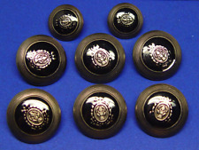 UNKNOWN BRAND ENAMEL EFFECT BUTTONS 8 Dark Silver Antique style  FAIR USED COND. picture
