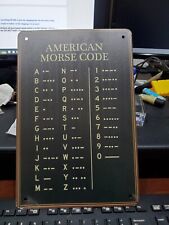 Metal sign AMERICAN MORSE CODE Man Cave Bar Garage New sealed approx 8”x12” New picture