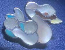 Zuni attr Eva Etsate Pin Pendant Swan Channel Mosaic Inlay Natural Stones Shells picture