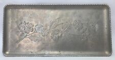 Vintage Hammered Aluminum Tray Dogwood Floral Serving Tray Platter picture