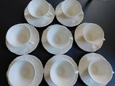 8 Antique Steubenville Rose Point Cups &Saucers Pope Gosser Rare picture