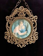 Vintage baroque ornate Victorian style metal oval picture or frame 7”x6” Italy picture