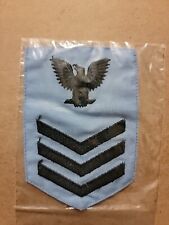 US Military Navy Petty Officer First Class Black On Blue Shoulder Patch picture