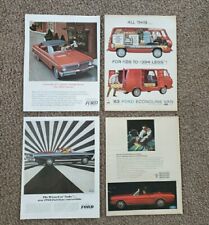 Lot Of 4 Vintage 60's Car Ad Ford Mustang, Fairlane,  Falcon, Econoline Van picture