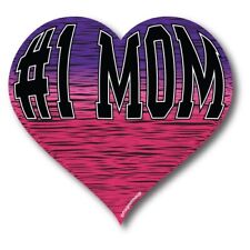 #1 Mom Pink and Purple Heart Magnet Decal, 5 Inches, Automotive Magnet picture