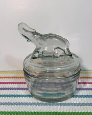 Vintage Jeanette Clear Glass Elephant Powder Dish / Trinket Dish With Lid picture